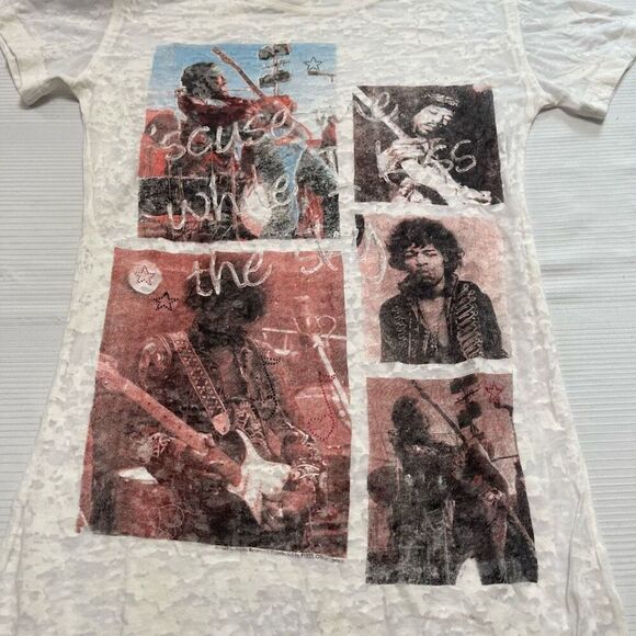 Rock Icons Jimmy Hendrix Women’s Y2k Burn Out T-Shirt Size Medium New - Picture 2 of 6